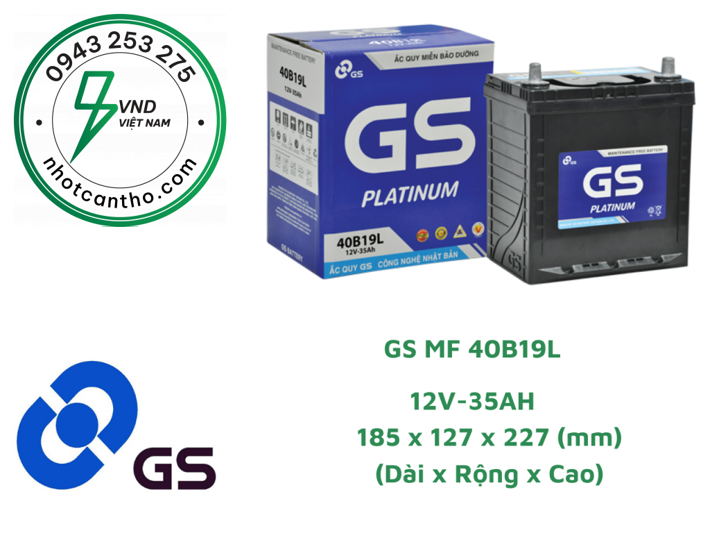 ẮC QUY GS MF 40B19L (12V-35AH)