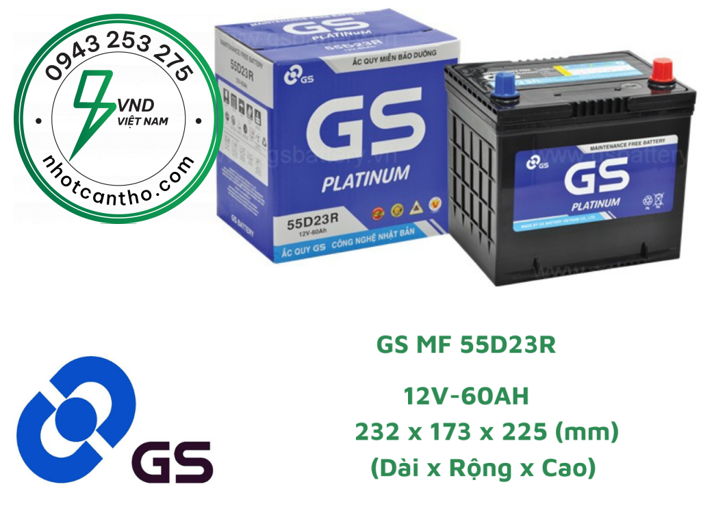ẮC QUY GS MF 55D23R (12V-60AH)